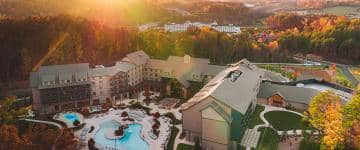 Aerial overview of Dollywood's HeartSong Lodge and Resort