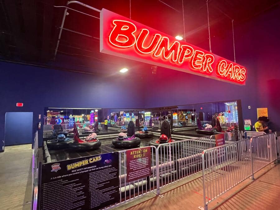 Bumper cars section of San Antonio's Incredible Pizza Company FEC in Texas