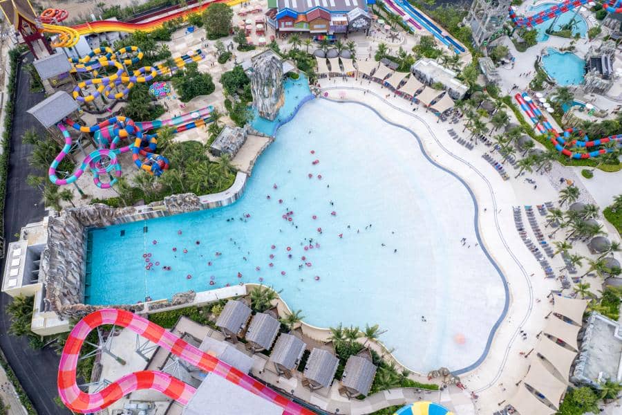 The Great Andaman Bay wave pool inside Andamanda Phuket water park in Thailand