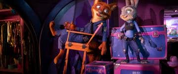 Animatronics of Nick Wilde and Judy Hopps from Zootopia inside its flagship attraction at Shanghai Disney Resort