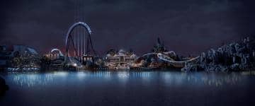 Rendering of VelociCOaster on Island of Adventure Lagoon provided by Universal Orlando Resorts