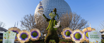 Goofy topiary at the front of Epcot 