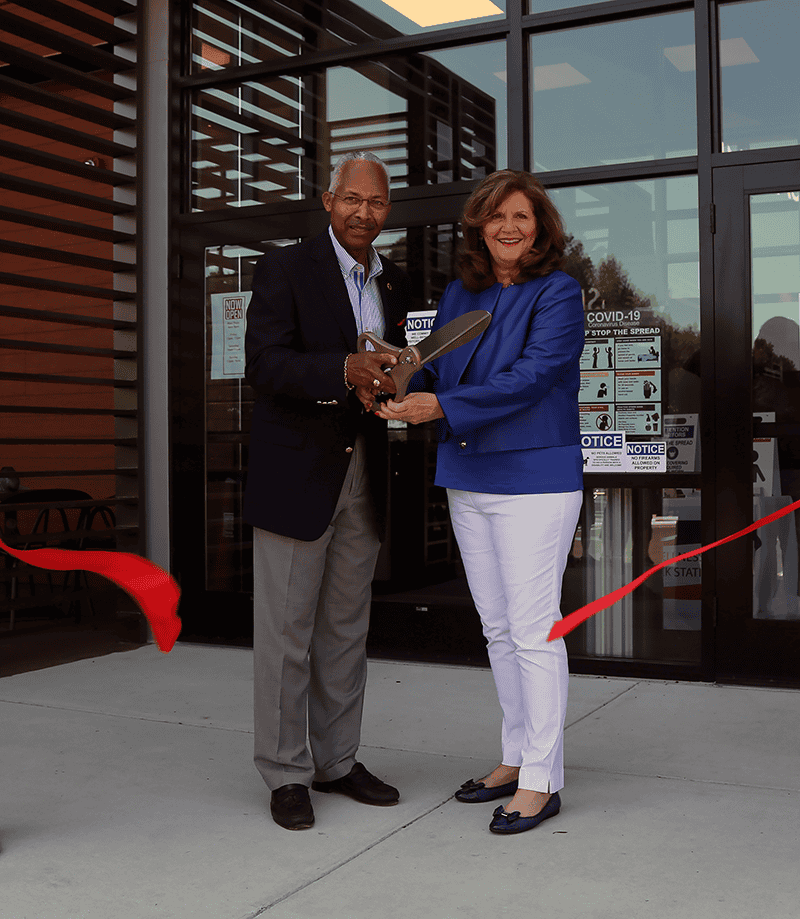 Owners Julien Patterson and Terri Wesselman at Grand Opening, Compass Entertainment Complex