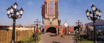 The entrance to “Crazy Professor,” Conny-Land’s new free-fall tower.