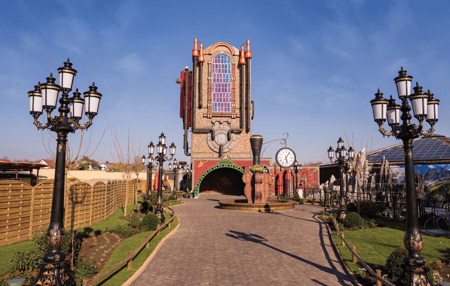 The entrance to “Crazy Professor,” Conny-Land’s new free-fall tower.