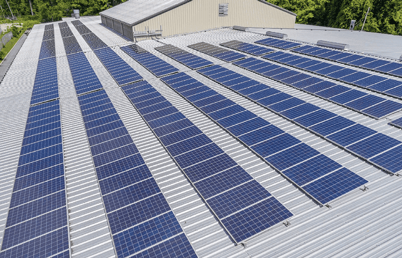 Solar panels at ThemeWorks' headquarters