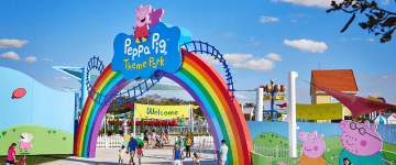 families entering Peppa Pig Theme Park